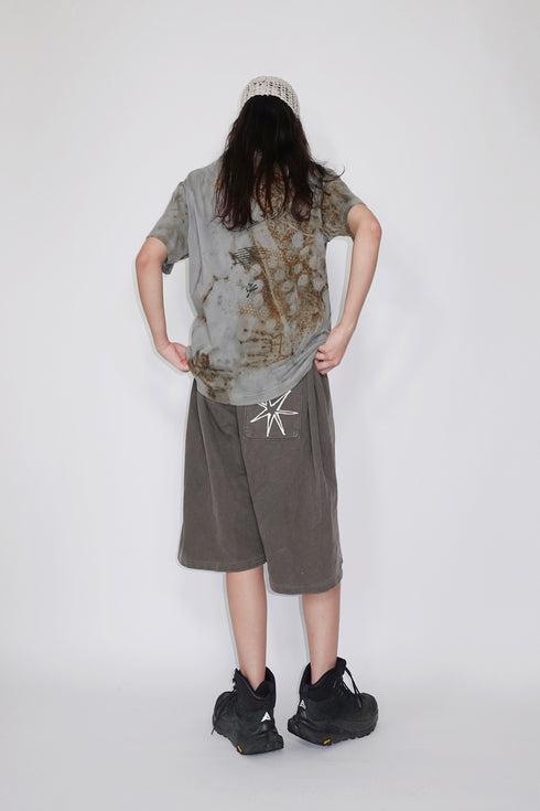 Mayte × Cycle ECHO STAR WASHED HALF PANTS -BROWN- *Last1